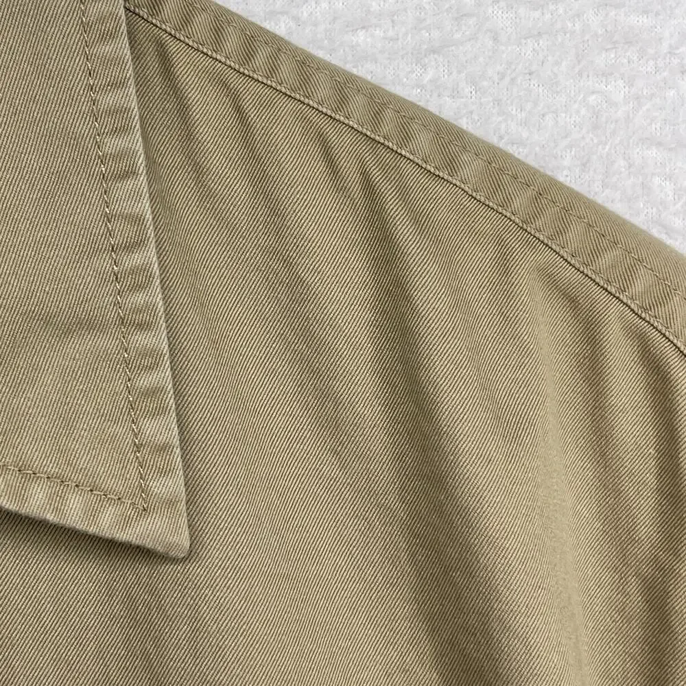J.CREW Shirt Mens M 90s Oarsman OAR Twill Utility Button Up Cotton Beige Y2K Vtg